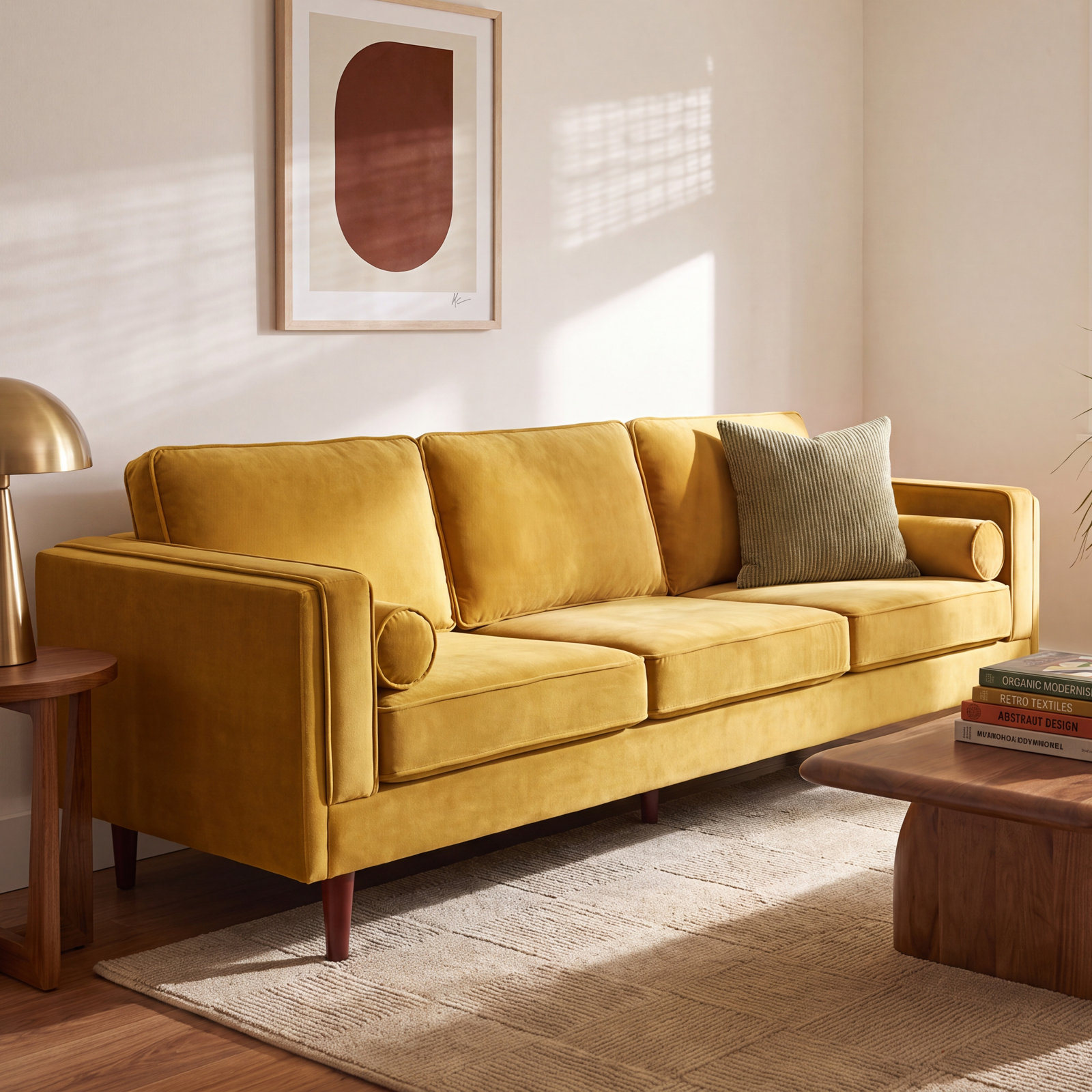 86" Velvet Sofa, Velvet Gold