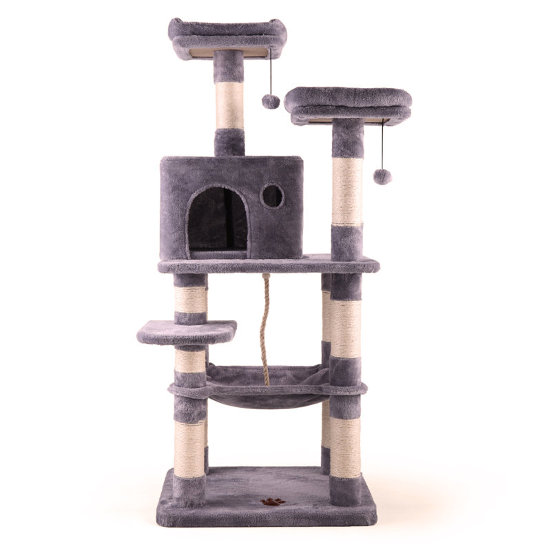 Habitation pour chat polyvalente à plusieurs niveaux avec divers conforts et divertissements