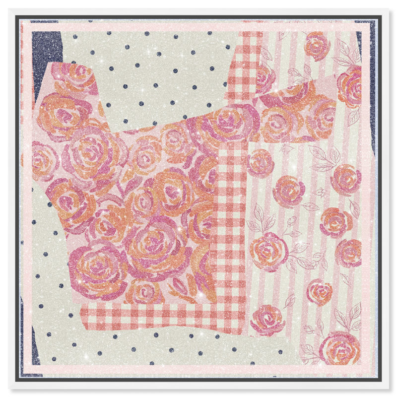 Patchwork Glam II Print by Oliver Gal, 41"H x 41"W, White Floater Frame