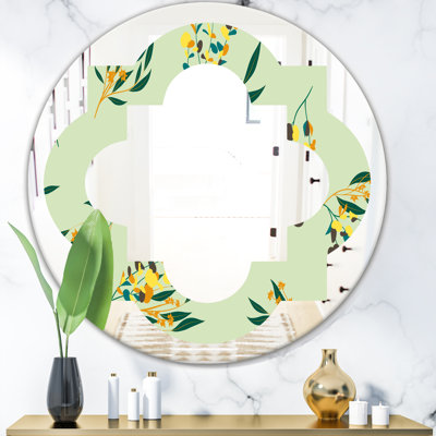 Miroir mural sans cadre quadrilobe brillante eucalyptus floral american american