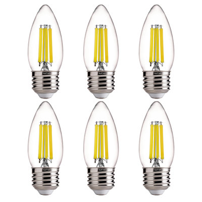 B11 Dimmable LED Chandelier Light Bulbs, 5.5W (100W Equivalent), 800LM, 5000K Daylight, E26 Base，Clear Bulbs 