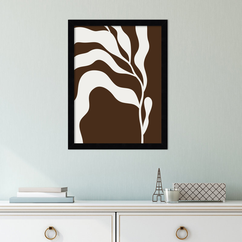 Retro Matisse Inspired Abstract Botanical 2 Brown, 21" H x 17" W x 1" D, Black