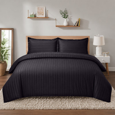 Imperial Homeware London Microfiber Striped Duvet Cover Set with Pillowcases Included