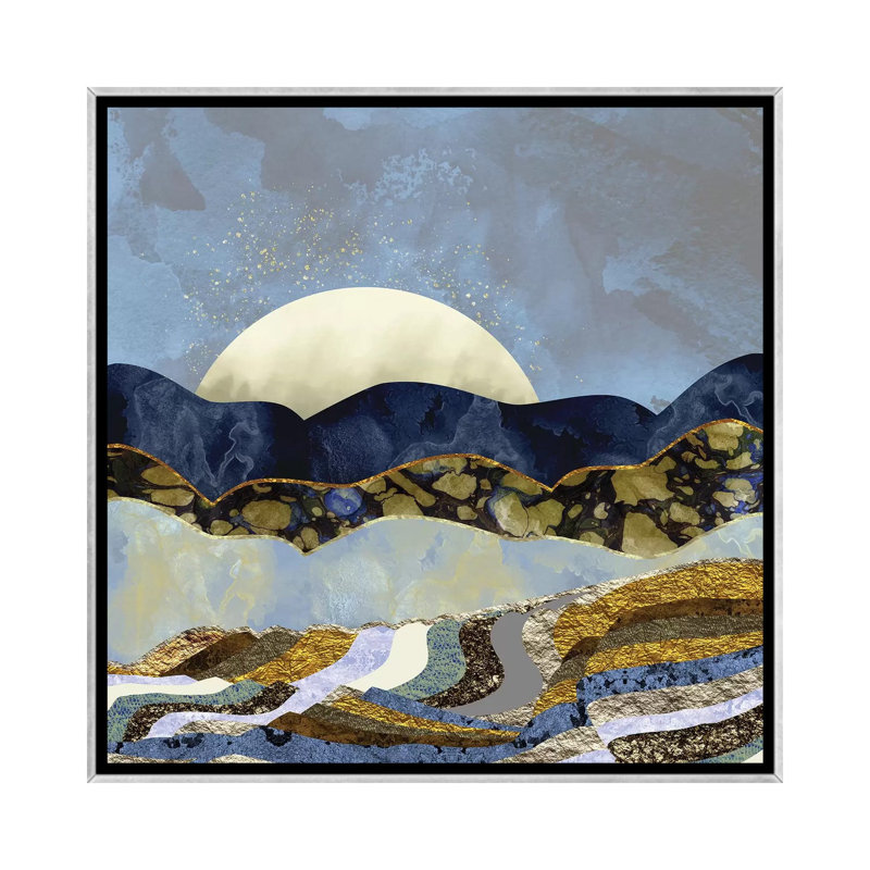 Firefly Sky - impression d'art graphique, Pas de tapis, H 26 po x l 26 po x P 1,5 po, Toile avec cadre argenté