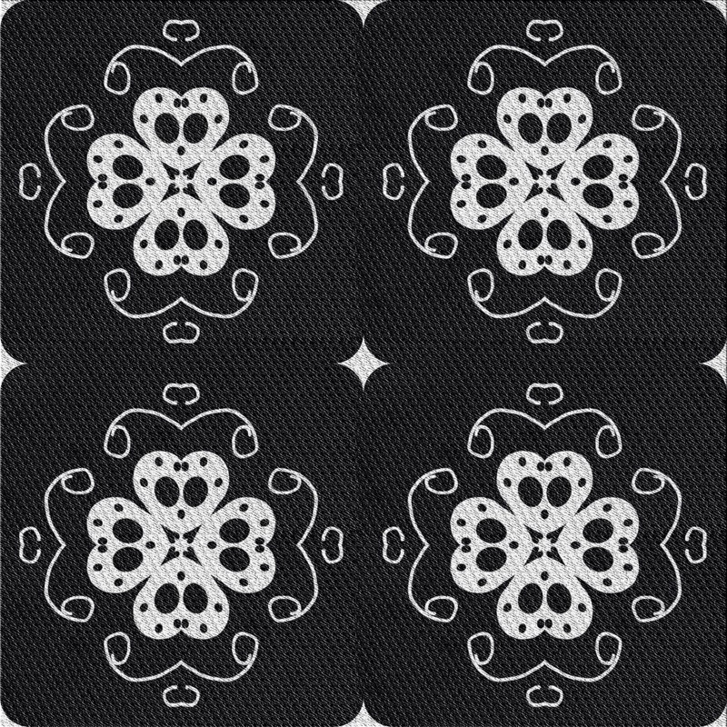Tapis noir/blanc tissé à la machine, Carré 3 pi