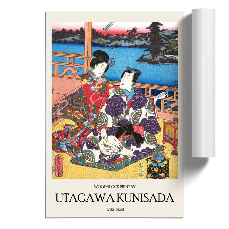 Sunset on the Veranda Print by Utagawa Kunisada - Frameless Print, 30cm H x 21cm W x 0.1cm D
