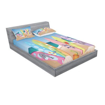 Illustration of Surfboards Sheet set -  Ambesonne, bswpil_30141_queen