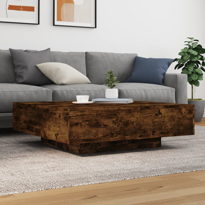 Jlea Pedestal Coffee Table, 31cm H x 100cm L x 100cm W, Smoked Oak