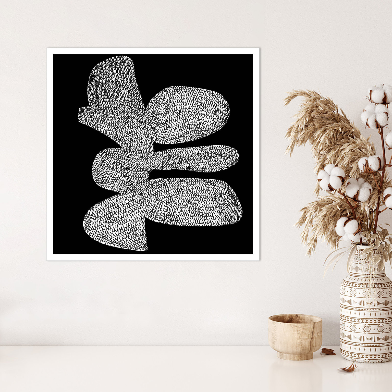 Bera "Craft" Print by Dan Hobday, White, 25" H x 25" W