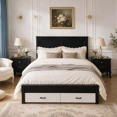 Meubles rustiques de style ferme, format Queen, structure robuste, conception silencieuse, rangement sous le lit, montage facile
