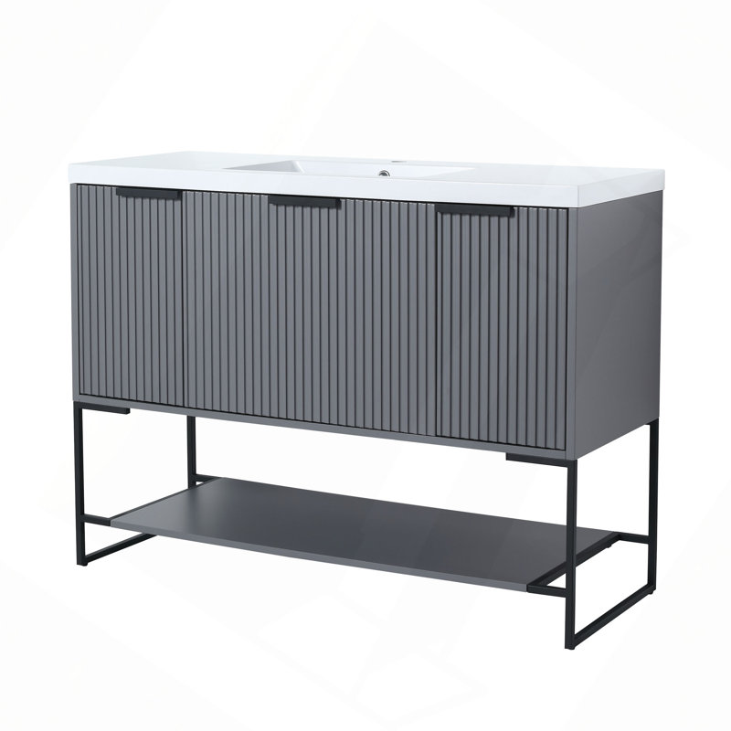 Meuble-lavabo autoportant 48 po avec bassin en résine 48 po