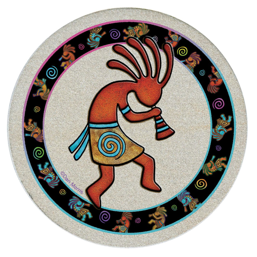 Kokopelli Toss 4-Pack Natural Sandstone Coaster Set (Set of 4) World Menagerie