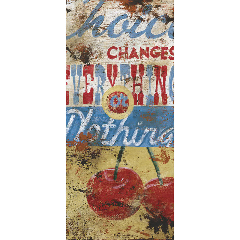 « everything ou nothing » par rodney’s, affiche rétro blanche sur toile tendue, H 60 po x l 30 po x P 1,5 po