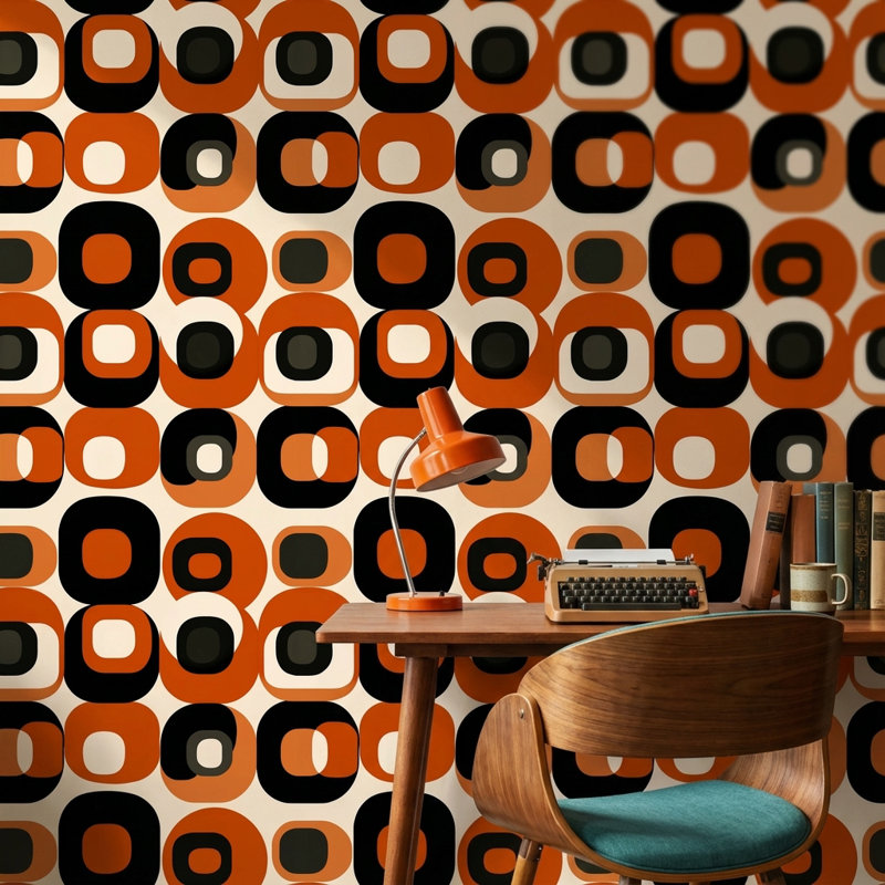 Papier peint moderne abstrait Mid-Century