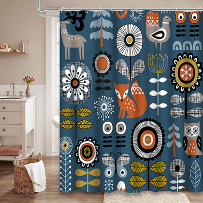 Rideau de douche avec 12 crochets Woodland
