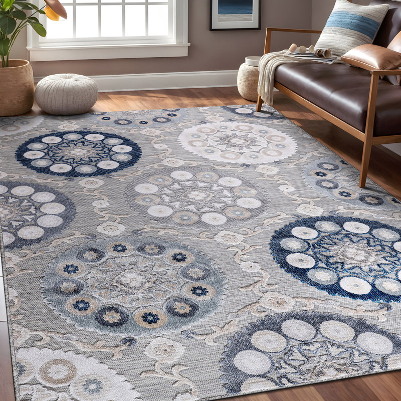 Chartier Machine Woven Floral Area Rug, Rectangle 6'1'' x 9'