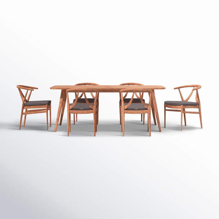 Brooke 78.75'' Rectangular 6 - Person Outdoor Dining Set with Sunbrella Cushions