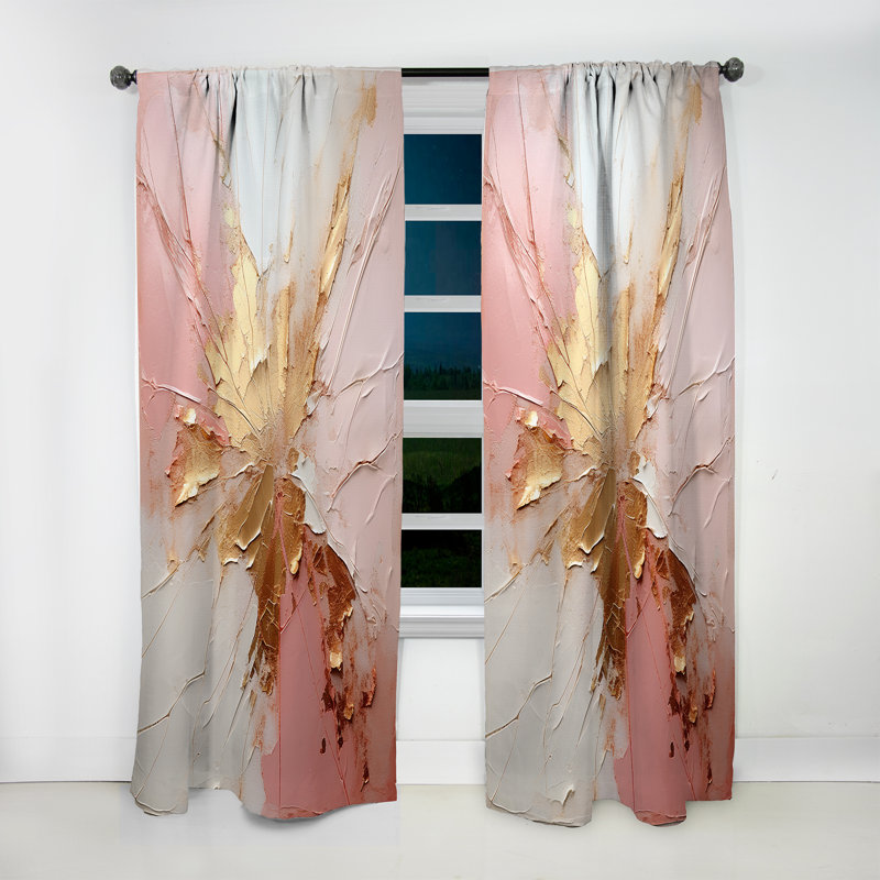 Gold And Pink Paint Fusion - Modern Curtain - Velvet Room Darkening - 1 panel, 52" W x 84" L