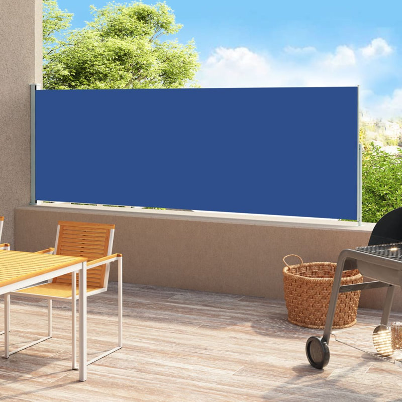 Dakota Fields Fabric Cover Motorised Retractable Side Awning, 180x500 cm, Blue