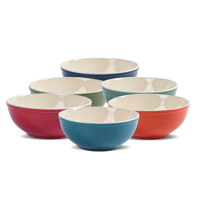 HomeVSS 6" Ceramic Bowls Set, 29oz Deep Bowls for Salad, Pasta, Cereal, Oatmeal, Fruit