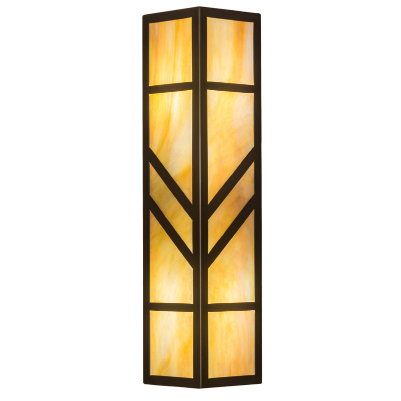 Chandra Wall Light, 22" H x 7" W x 6.5" D, Beige Iridescent Art, Oil Rubbed Bronze