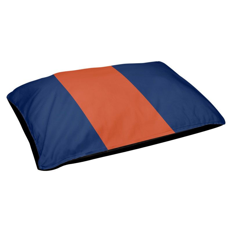Oreiller rectangulaire New York, Moyen (L 30 po x l 40 po), Orange / bleu marine