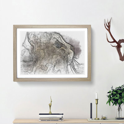 Curious Cat in Abstract - Picture Frame Graphic Art Print