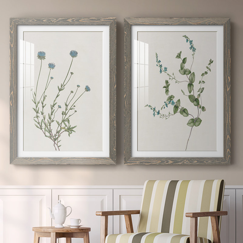 «Blue Wispy I-Premium», reproduction encadrée prête à être accrochée, H 27,5 po x l 75 po x P 1,5 po, gris