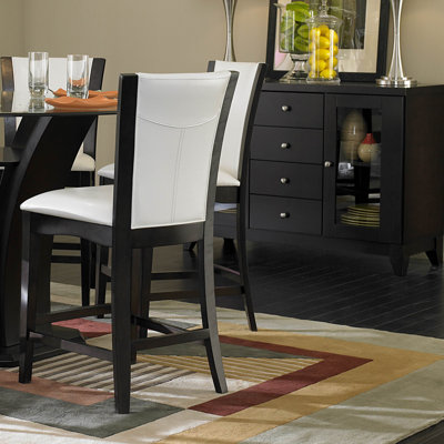 Upholstered Counter Stool with Solid Wood Frame