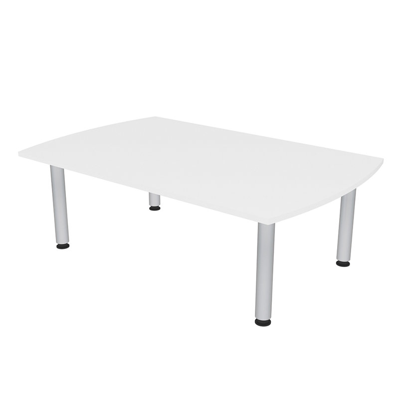 Table de conférence rectangulaire Arc avec pieds, Argent, L 72 po x l 48 po, Blanc classique