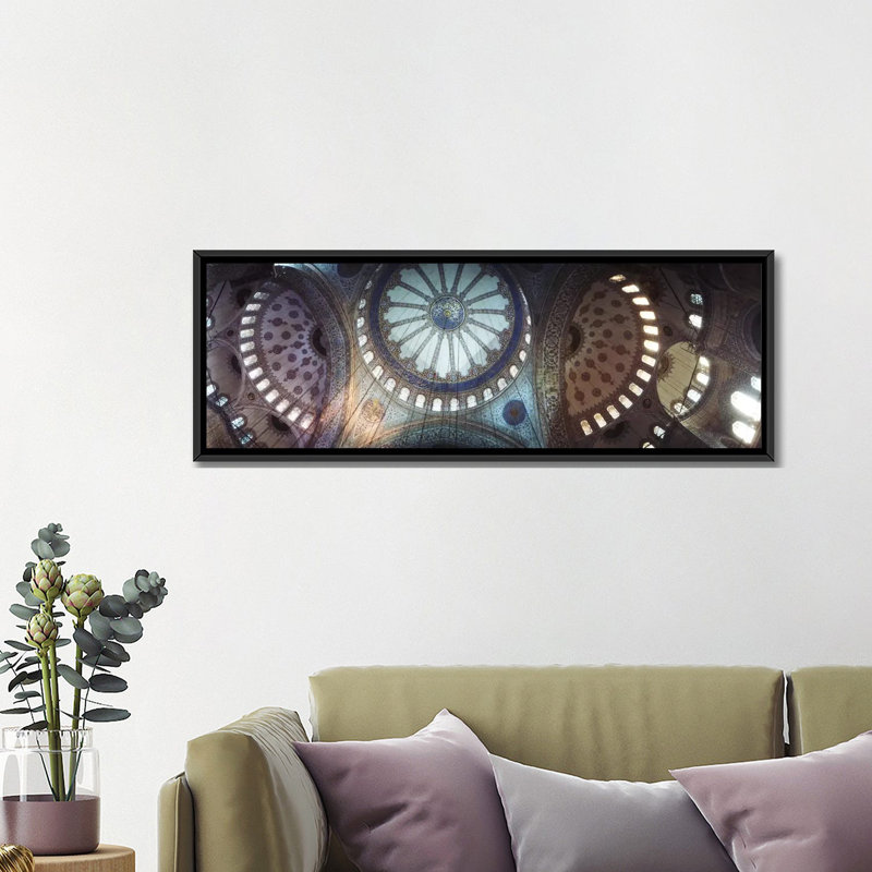«Panoramic Blue Mosque, Istanbul, Turquie», reproduction d'art sur toile tendue, H 24 po x l 72 po x P 1,5 po, Cadre noir