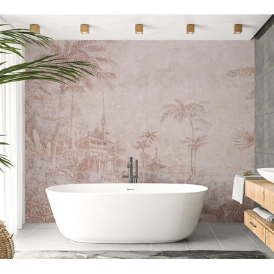 Peel & Stick Botanical Wall Mural - Landscape With Temple
