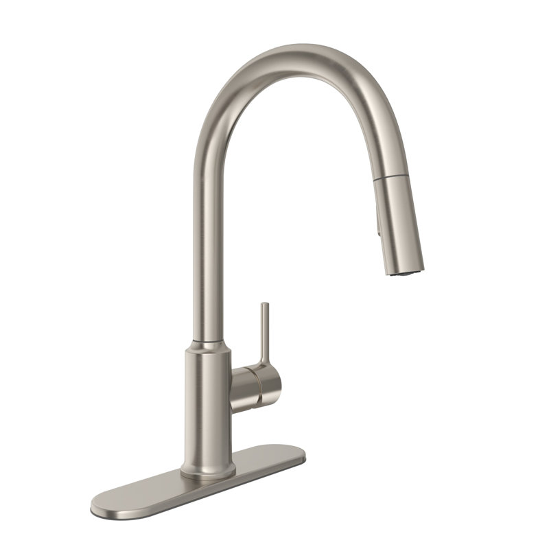 1.5 GPM Single Hole Pull Down Kitchen Faucet, Brushed Nickel
