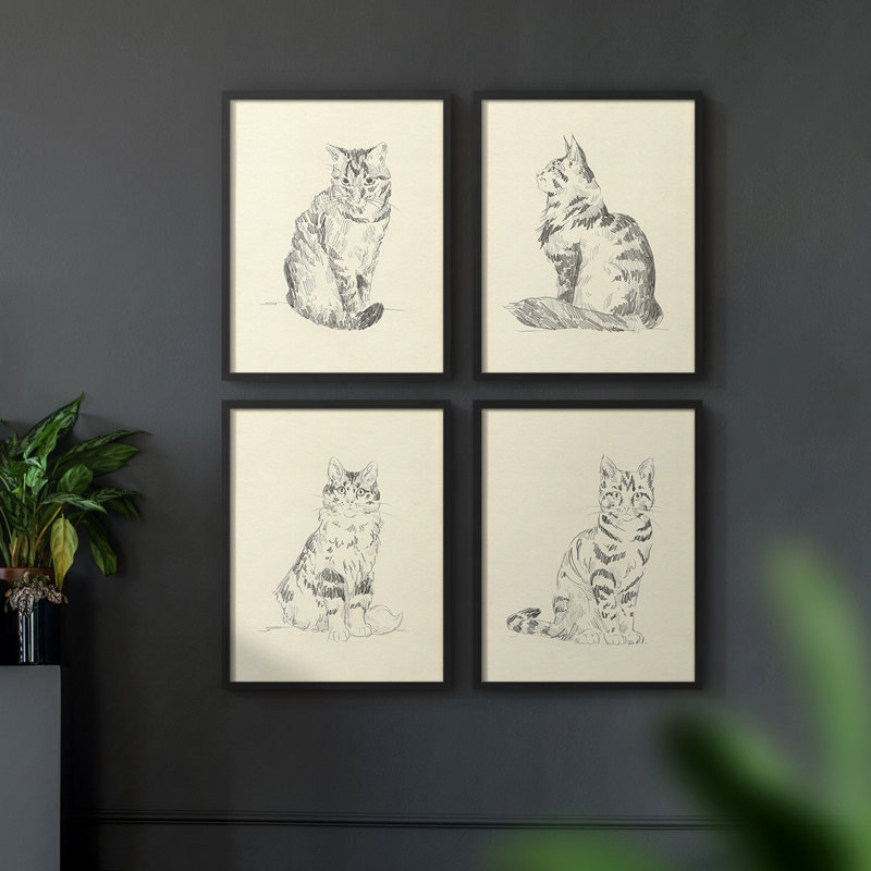 «Thicket Of Trees I», 4 pièces sur papier, H 14 po x l 44 po, Noir