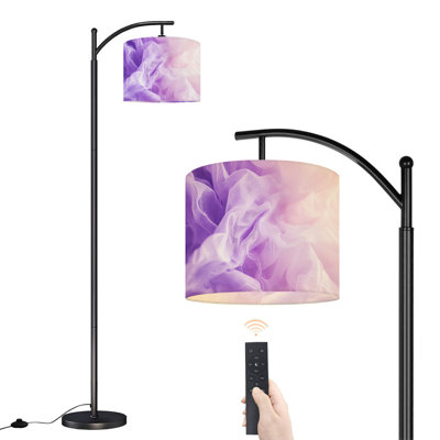 Arc Floor Lamp Abstract blurred natural fabric Peony color Out focus Color blur Floor Lamps with Remote LED Lights Adjustable Lamp Shades Tall Standing Lamps for Reading Office Living Room