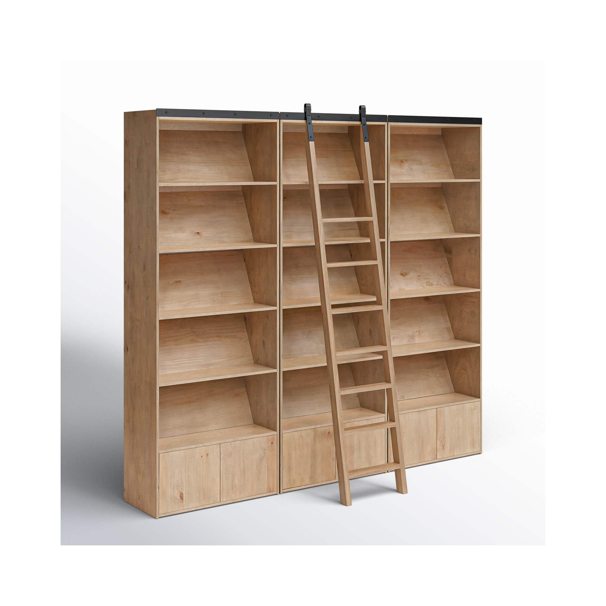 Wide Bookcase, Smoked Pine