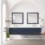 Meuble-lavabo double bleu 84 po X P 22 po D, dessus en marbre de Carrare, ensemble de robinet et Miroirs-118024506