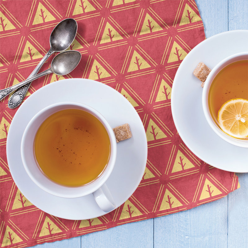 Theo Nath Tea Towel Kitchen Towel, Light Red/Lemon, Poly Twill