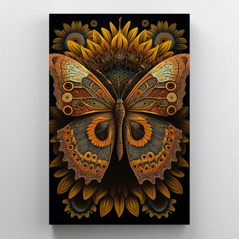 «Sunflowers And Butterfly», impression sur toile tendue, H 14 po x L 11 po x l 1,25 po