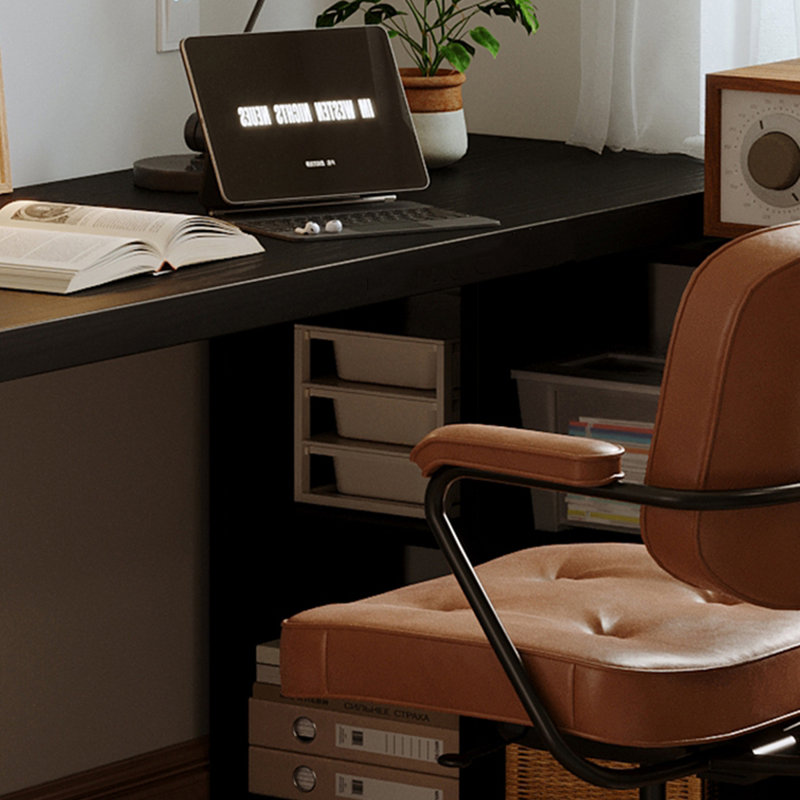 Bureau rectangulaire en bois massif noir, H 29,53 po x l 78,74 po x P 23,62 po, Retour à droite