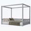 Lit en bois d'hévéa avec clôture Canopy-1372431887