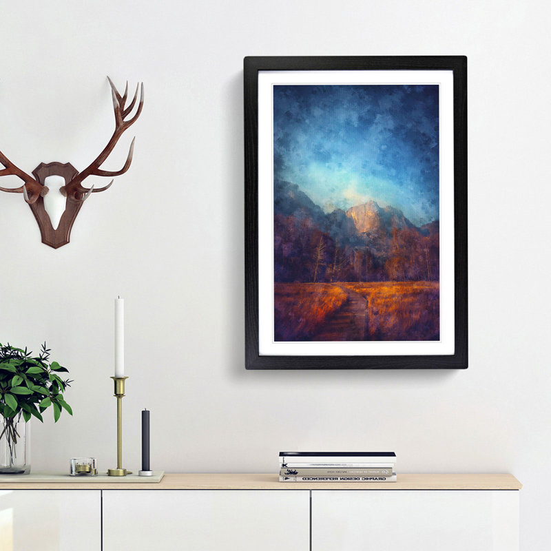 Mountain Path - Picture Frame Painting Print, 45cm H x 33cm W x 2cm D, Black Framed