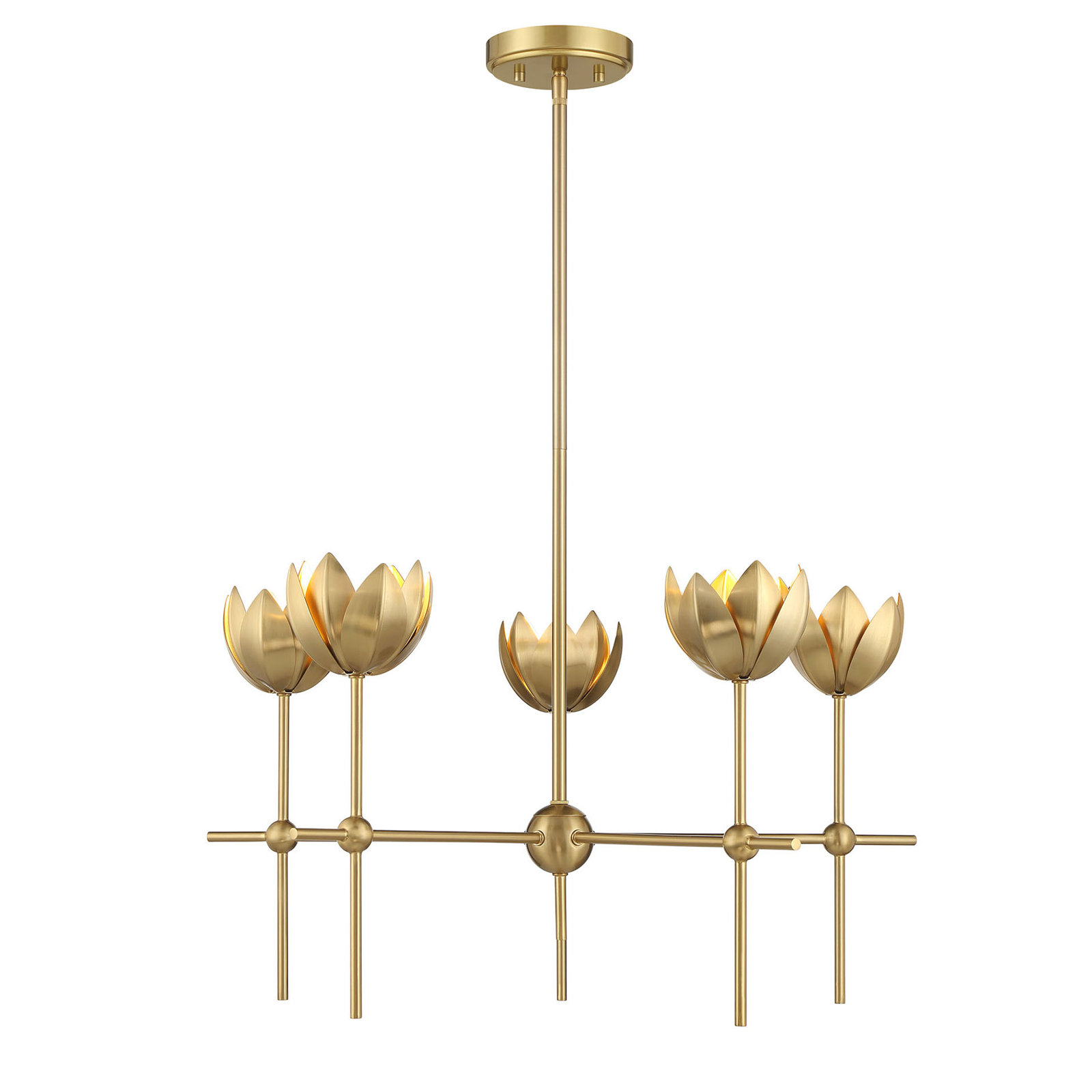 Bella 5-Light Chandelier, Natural Brass