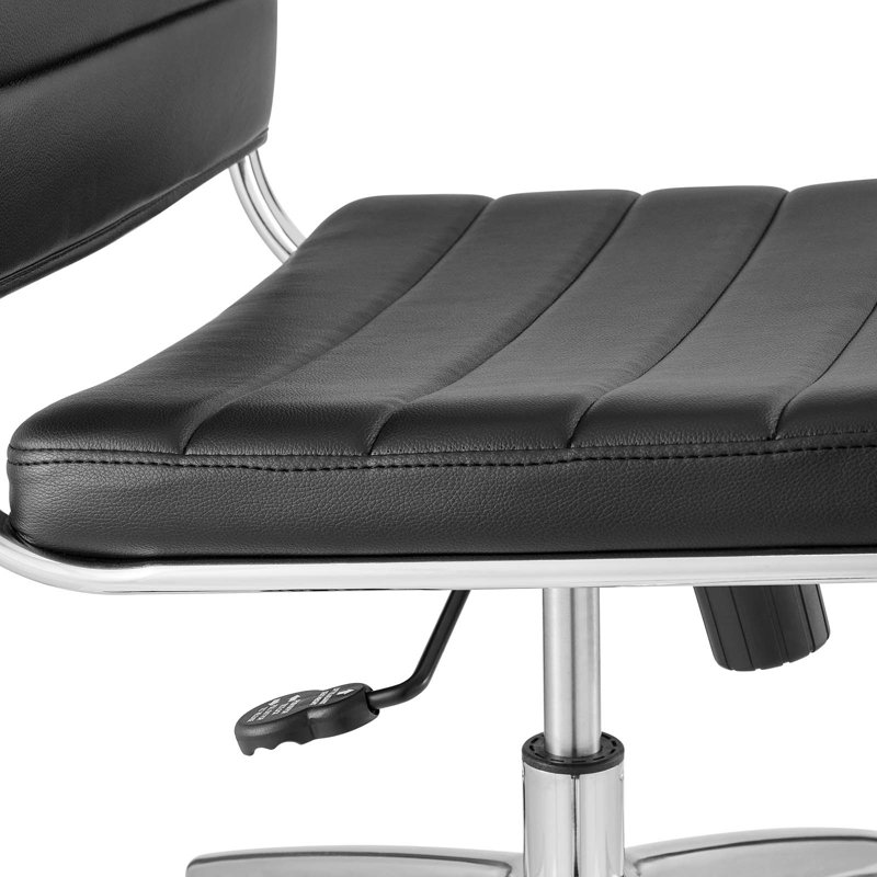 Black Vinyl Armless Midback Swivel Office Chair