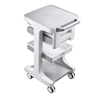 Chariot médical supportant une charge maximale de 50 kg (110,23 lb), équipé de 2 tiroirs, idéal pour les cliniques, les hôpitaux et les laboratoires. Stable et silencieux, il est doté de roues pivotantes à 360° avec freins et offre un espace de rangement organisé.