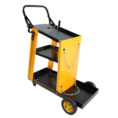 3 Tier Multi-function Welding Cart – Heavy Duty 200lbs Capacity For Tig/mig Welder & Plasma Cutter, Gas Bottle Storage, Upgrade Handles, 4 Wheels (2 Universal/2 Fixed) + 2 Safety Chains For Home/industrial Use