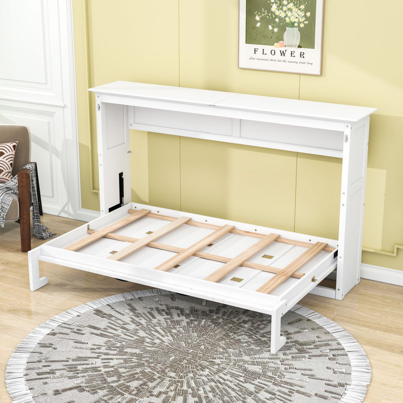 Lit escamotable peu encombrant avec armoire intégrée, Twin, Blanc