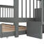 Lit superposé double au-dessus d'un lit double en escalier 94,25 po x 58,07 po x 62,2 po en bois de pin massif gris avec rangement pour lit simple et garde-corps-132276756-132276755