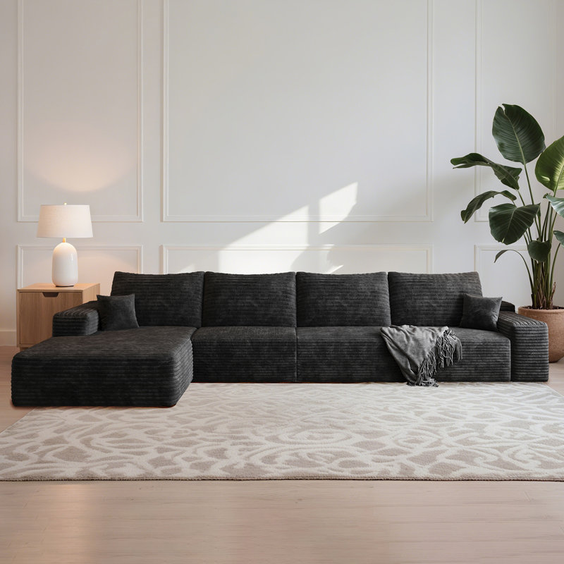 Canapé modulaire Boneless de 135 po avec méridienne en L et siège profond Boneless
