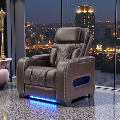 37.4" Contemporary Premium Leather Dual-Motor Power Recliner With Ambient Lighting